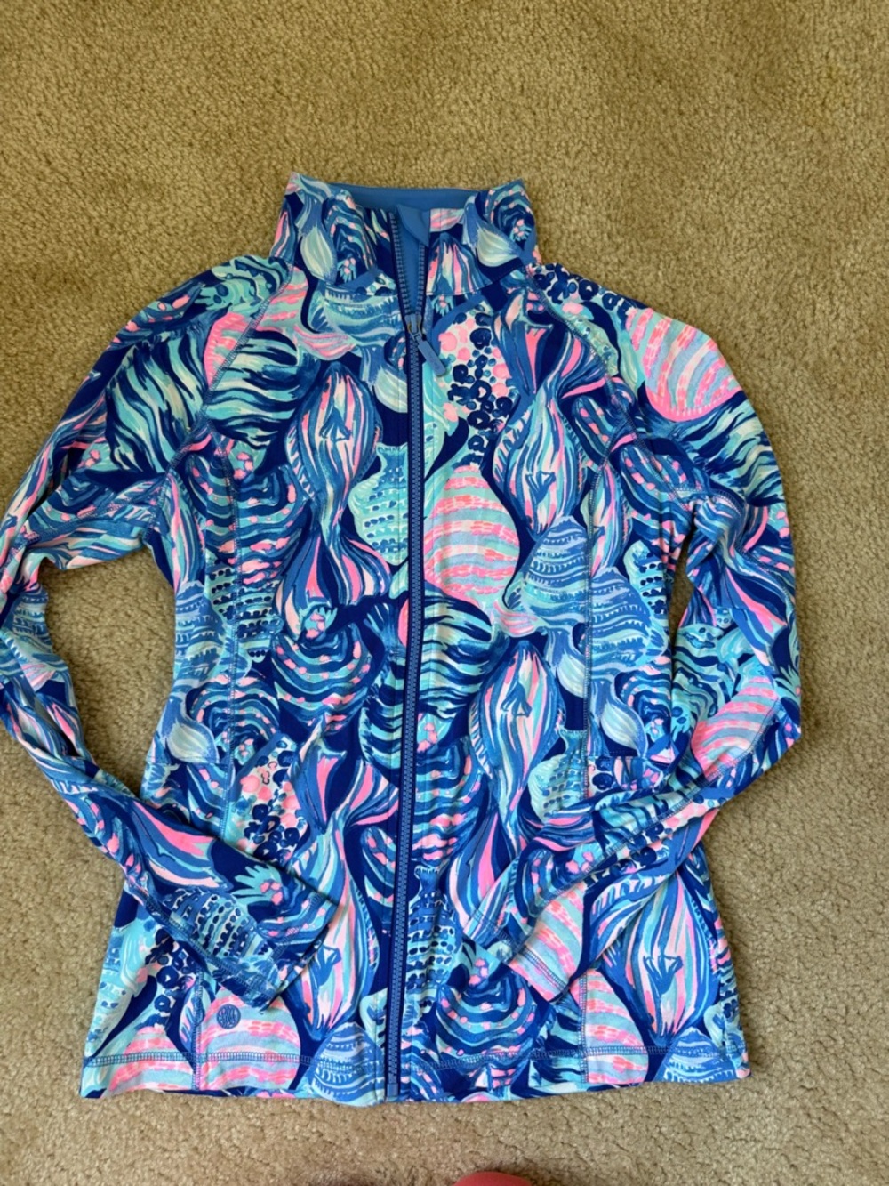 Lilly Pulitzer Luxletic XS Athletic Track Jacket Full Zip Printed Top